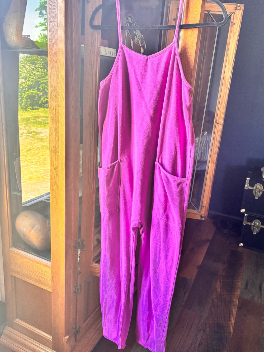 Pink Lightweight Spaghetti-Strap Jumpsuit with Pockets